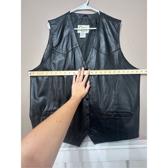 NWOT Cripple Creek Slick Black 100% Leather Western Vest Men's 3XL - Picture 5 of 9